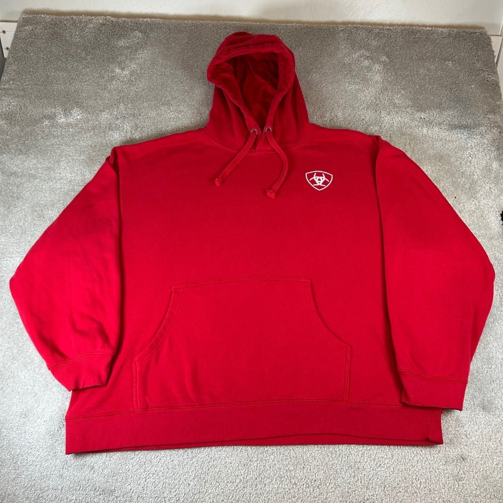 Ariat 93 Liberty Hooded Sweatshirt Men's XXL Red Pullover Graphic Logo Workwear